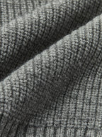 Denim Panel Ribbed Lapel Sweater