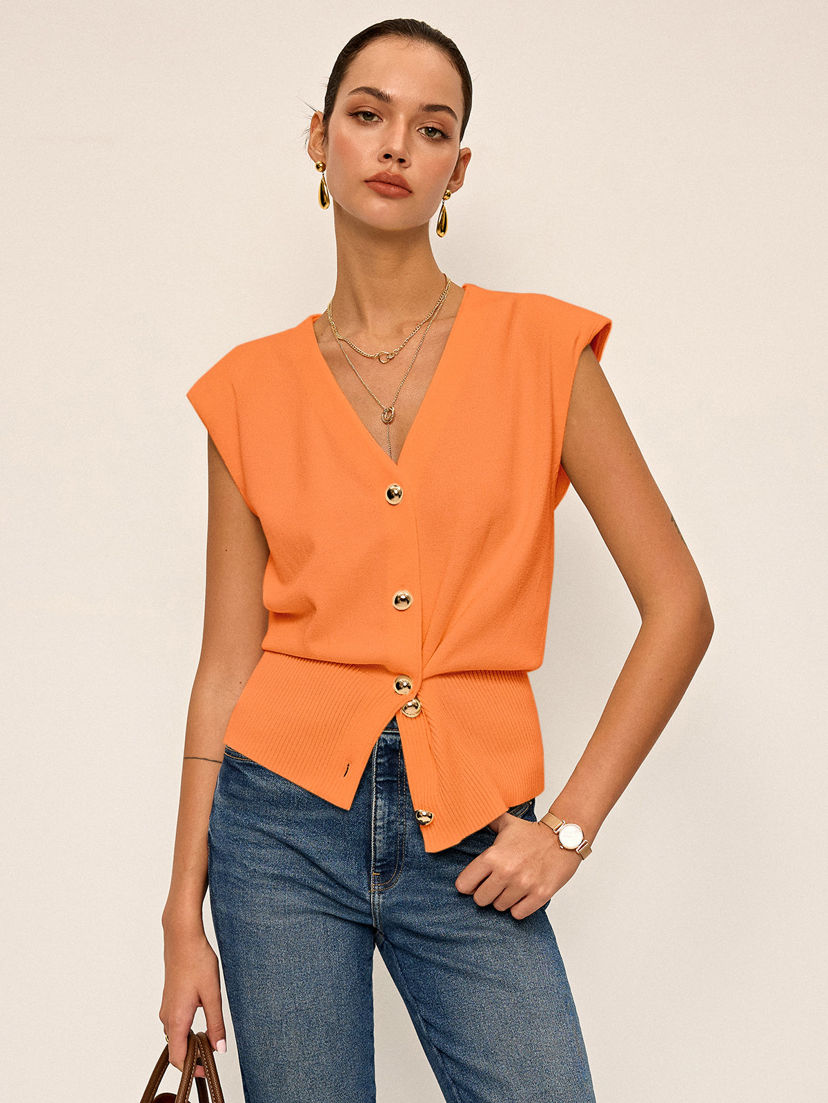 Asymmetric Two-Way Wear Knit Vest