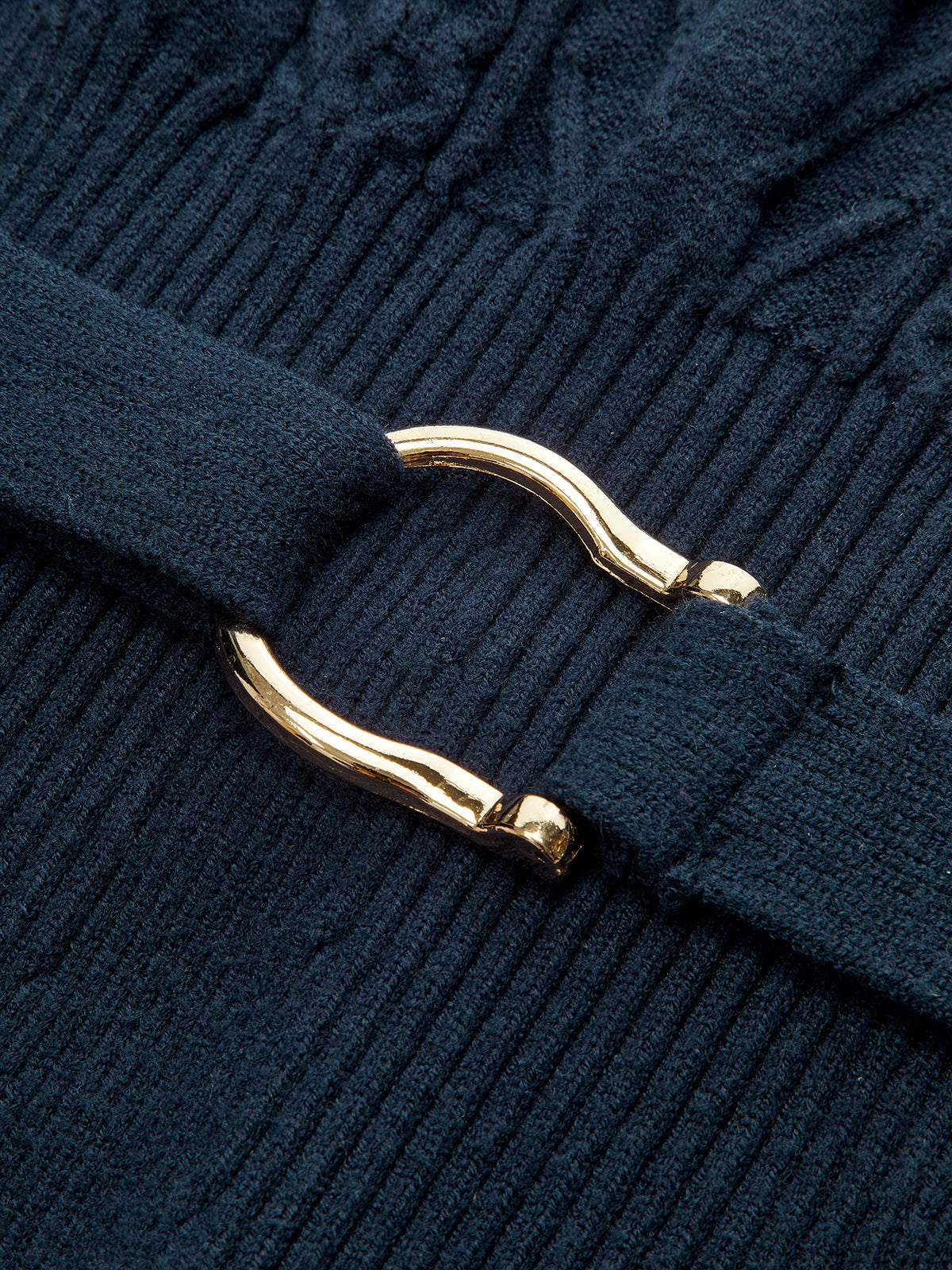 Cinched Waist Belted Cable Knit Top