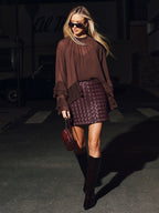 Faux Leather Woven Mini Skirt