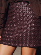 Faux Leather Woven Mini Skirt