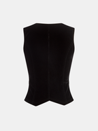 Button-Front Velvet Fitted Vest