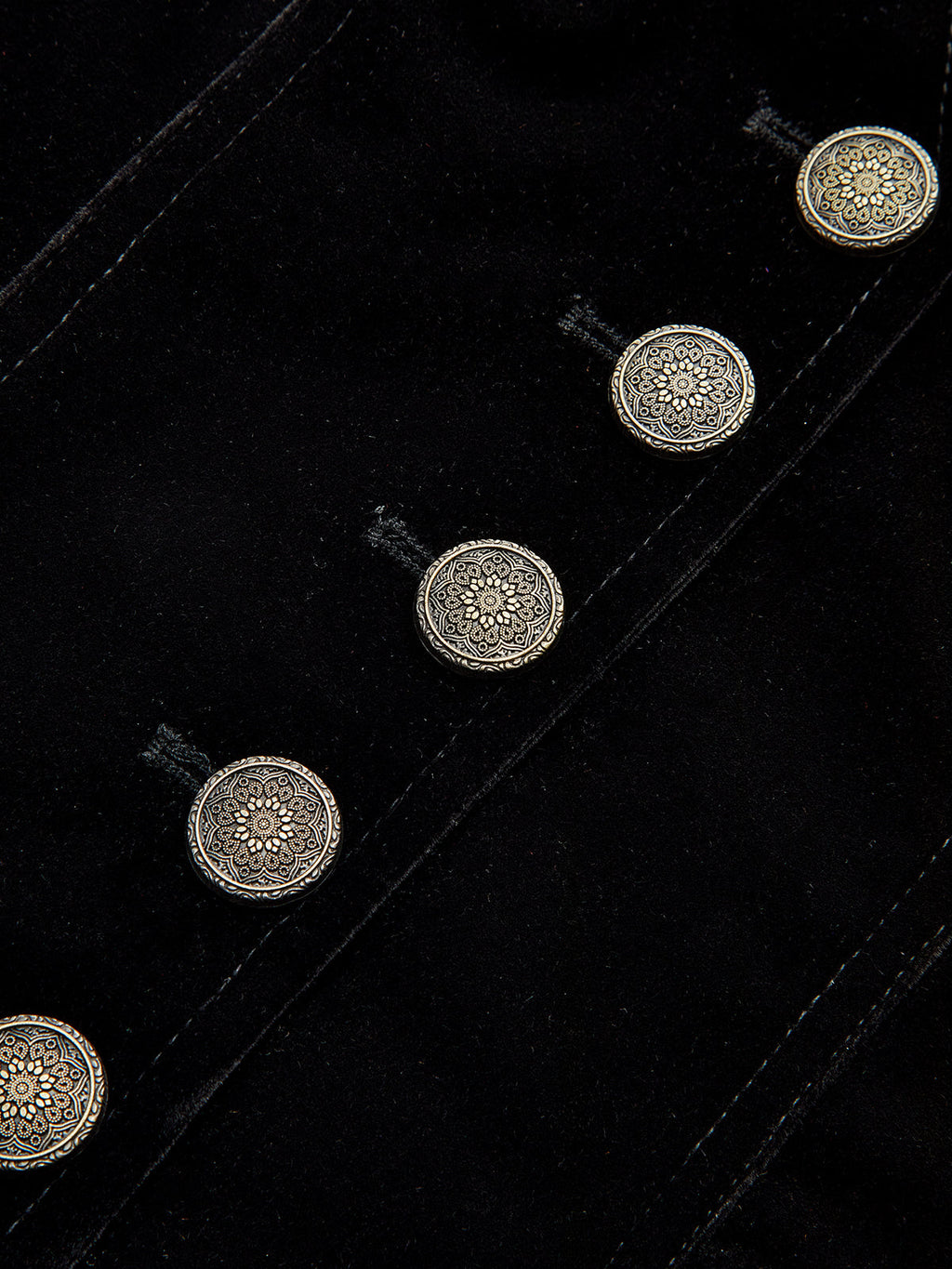 Button-Front Velvet Fitted Vest