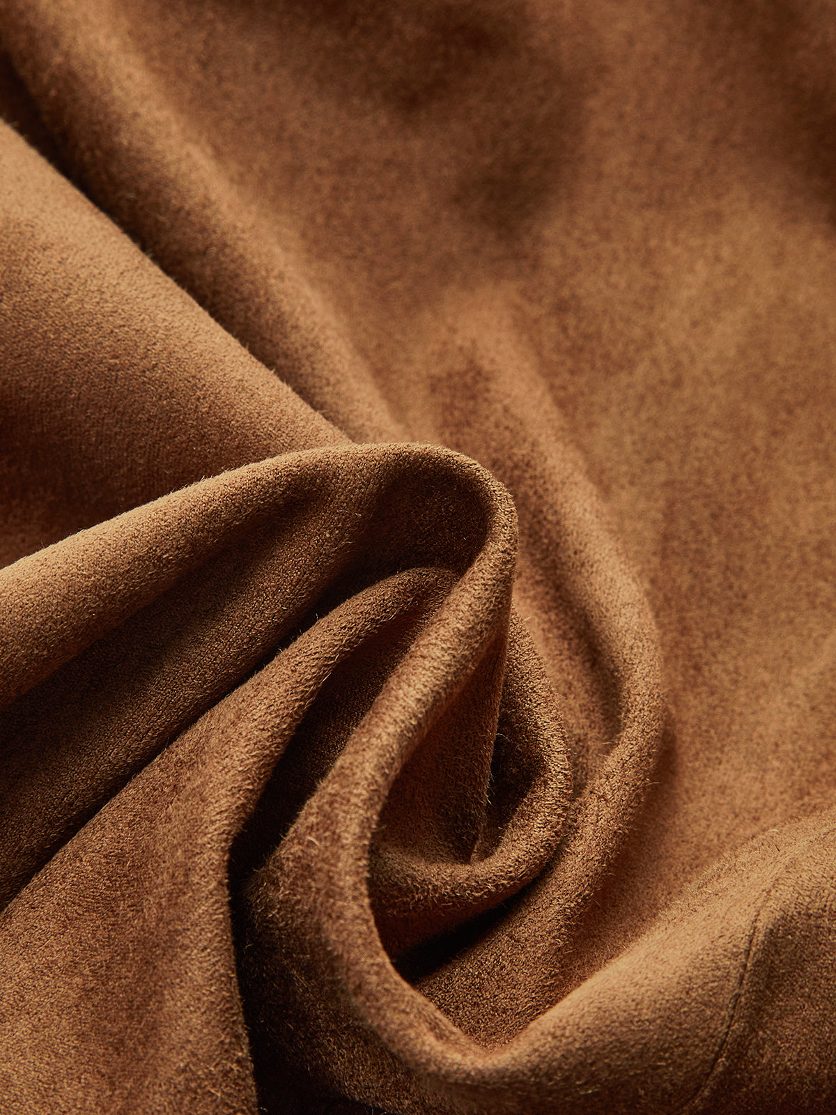 Draped Slit Suede Effect Midi Skirt