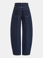 Asymmetric Placket Curved-Leg Jeans