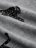 Panther Pattern Contrast Trim Knit Vest