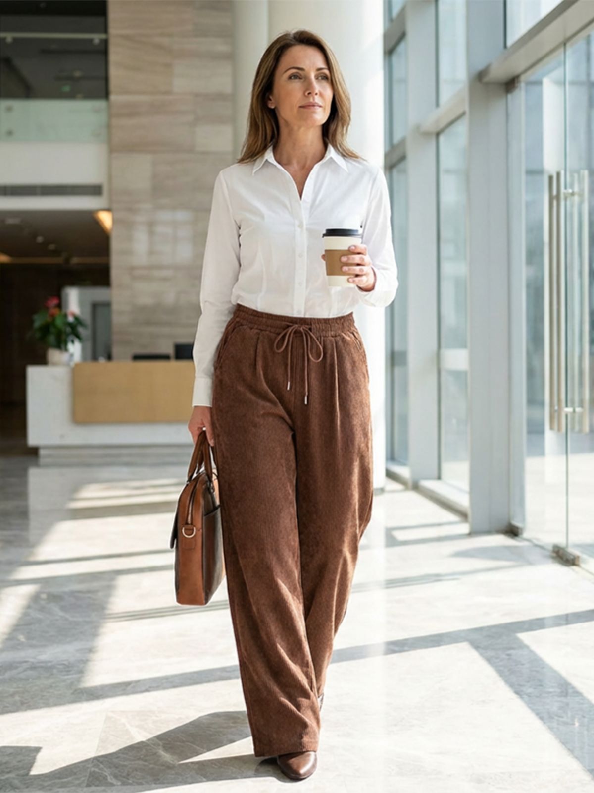 casual Loose Fit Corduroy Trousers