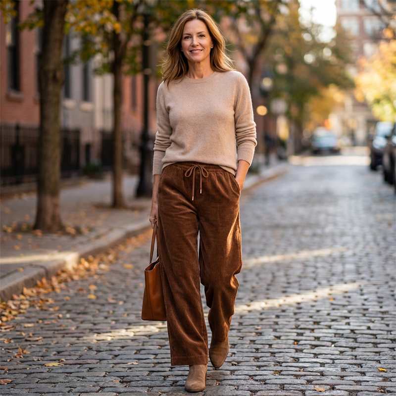 casual Loose Fit Corduroy Trousers